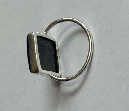Crafted By Hand Sterling Silver Ring 8X10MM Square Shaped Lapis Lazuli Gemstone Bezel Setting For Anniversary Gift Women or Men Jewelry