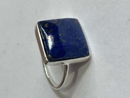 Crafted By Hand Sterling Silver Ring 8X10MM Square Shaped Lapis Lazuli Gemstone Bezel Setting For Anniversary Gift Women or Men Jewelry