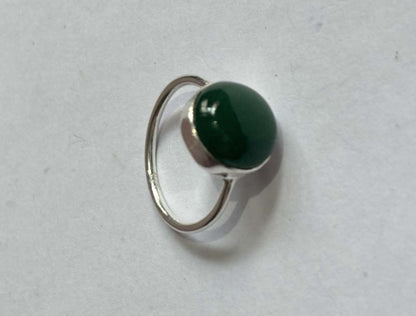 Crafted By Hand Sterling Silver Ring 10MM Round Shaped Green Onyx Gemstone Bezel Setting For Anniversary Gift Women or Men Jewelry