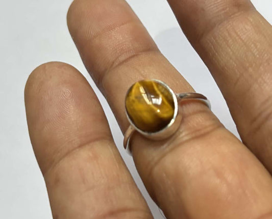 Handmade Sterling Silver Ring 8X10MM Oval Shaped Tiger Eye Gemstone Bezel Setting For Anniversary Gift Women or Men Jewelry For Her