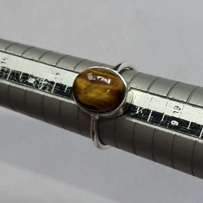 Handmade Sterling Silver Ring 8X10MM Oval Shaped Tiger Eye Gemstone Bezel Setting For Anniversary Gift Women or Men Jewelry For Her