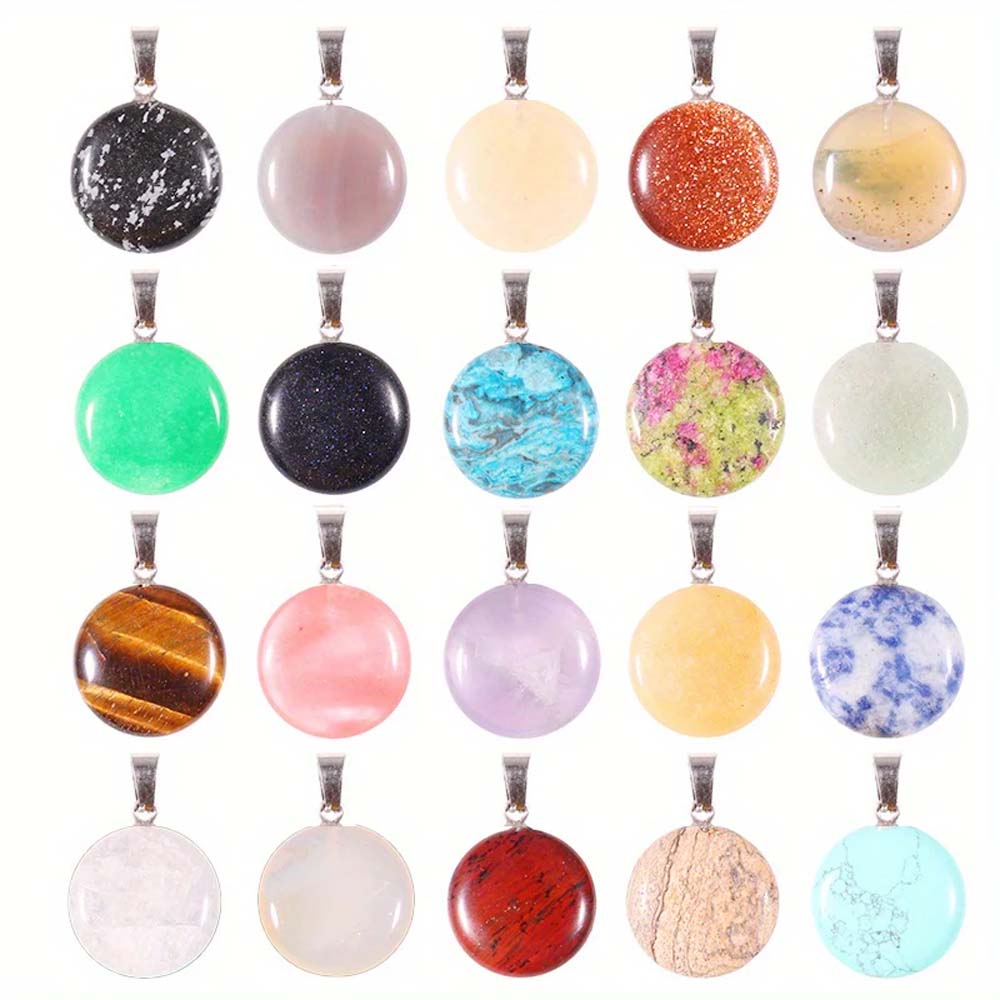 10mm Round Shape Multi Color Gemstone Pendant Crafted By Hand 925 Sterling Silver Drill Set For Anniversary Gift's Women or Men Jewelry
