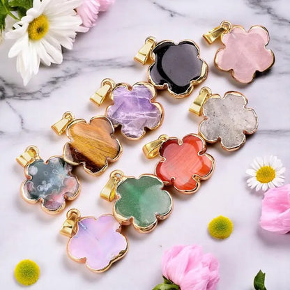 10mm Flower Shape Multi Color Gemstone Pendant Crafted By Hand 925 Sterling Silver Gold Plated Bezel Set For Anniversary Gift's Women or Men Jewelry