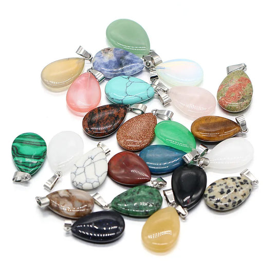 6X9mm Pear Shape Multi Color Gemstone Pendant Crafted By Hand 925 Sterling Silver Drill Set For Anniversary Gift's Women or Men Jewelry For Her