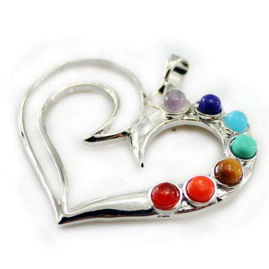 Round 3mm Multi Color Gems With 15MM Heart Shape 925 Sterling Silver Pendant Bezel Set Anniversary Gift's Women and girl Jewelry For Her