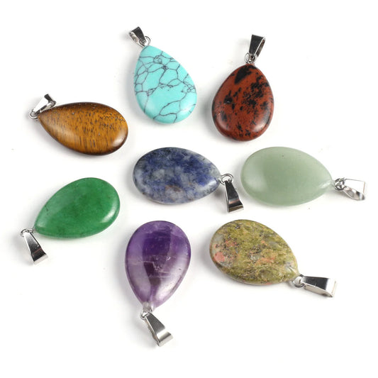 Pear Shape Pendant 9X12mm Multi Color Gems Pendant 925 Sterling Silver Pendant Drilled Set Anniversary Gift's Women and girl Jewelry For Her