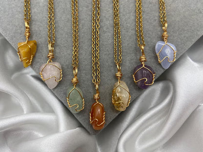 Tumble Pendant Multi Color Gemstone Wire Wrapped Setting Necklace With Chain Necklace 13To15MM Approx Sterling Silver Pendant Anniversary Gift's Women and girl Jewelry For Her