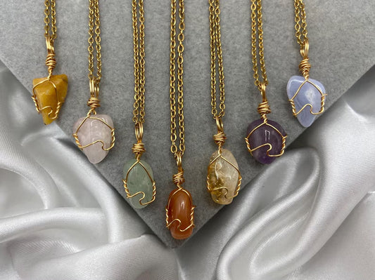 Tumble Pendant Multi Color Gemstone Wire Wrapped Setting Necklace With Chain Necklace 13To15MM Approx Sterling Silver Pendant Anniversary Gift's Women and girl Jewelry For Her