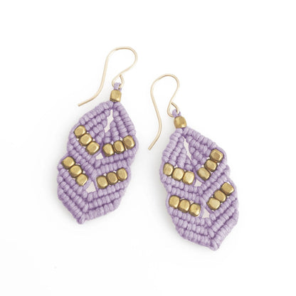 Purple Macrame Dangle Earrings | Boho Drop Earrings | Hari Om Creations