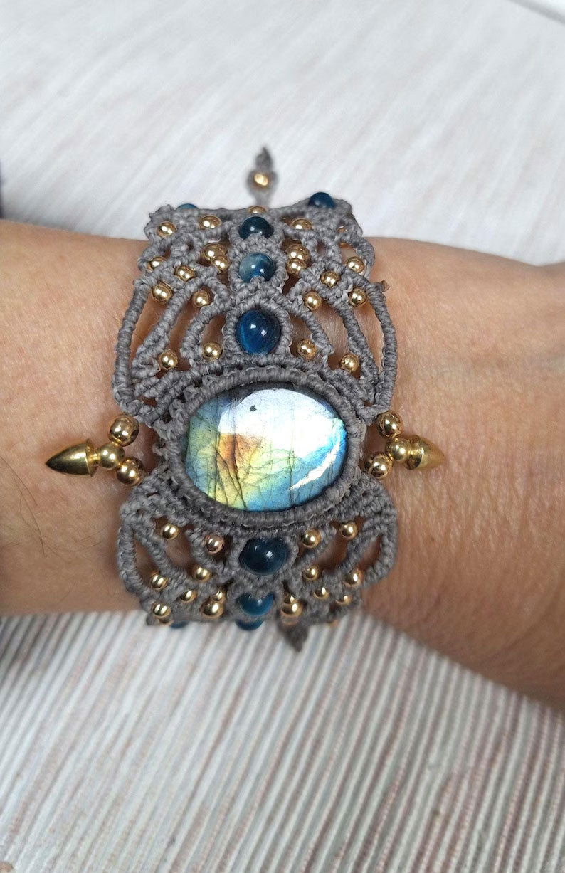 Macrame Labradorite Bracelet & Cuff Collection | Hari Om Creations