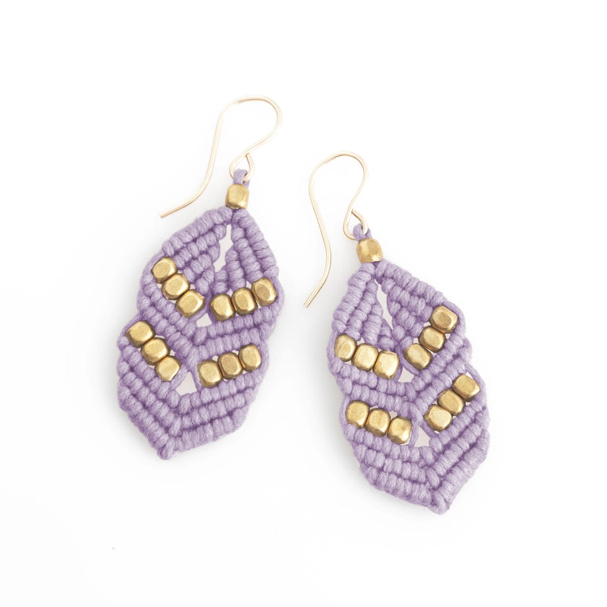 Purple Macrame Dangle Earrings | Boho Drop Earrings | Hari Om Creations