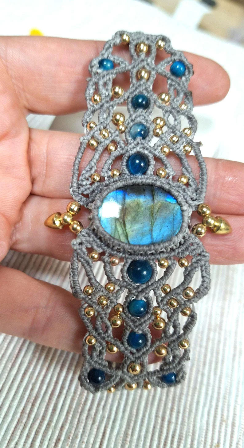 Macrame Labradorite Bracelet & Cuff Collection | Hari Om Creations