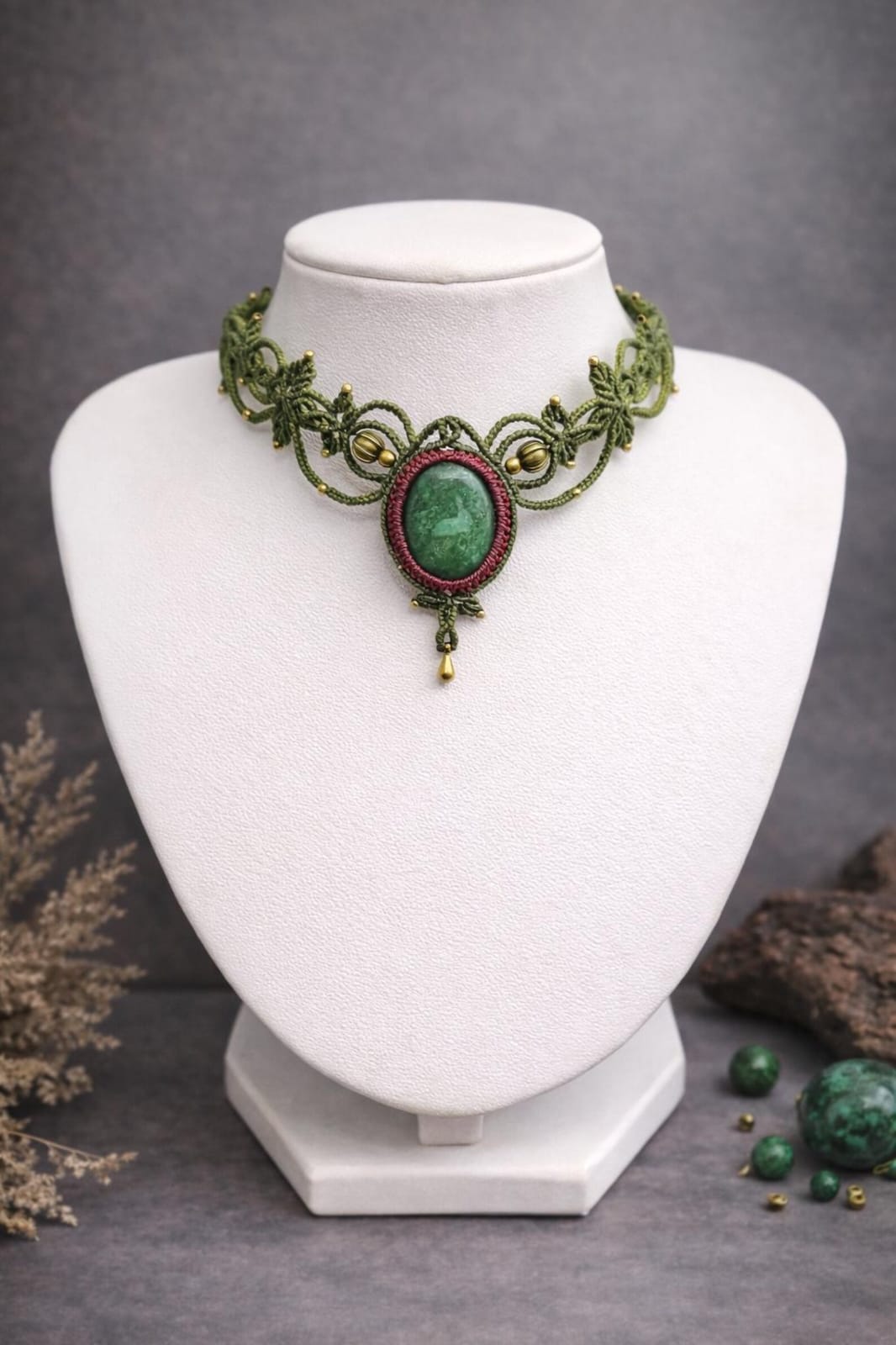 Intricate Leaf Macrame Gemstone Necklaces | Hari Om Creations
