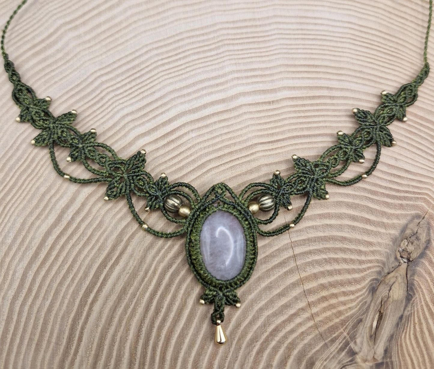 Intricate Leaf Macrame Gemstone Necklaces | Hari Om Creations