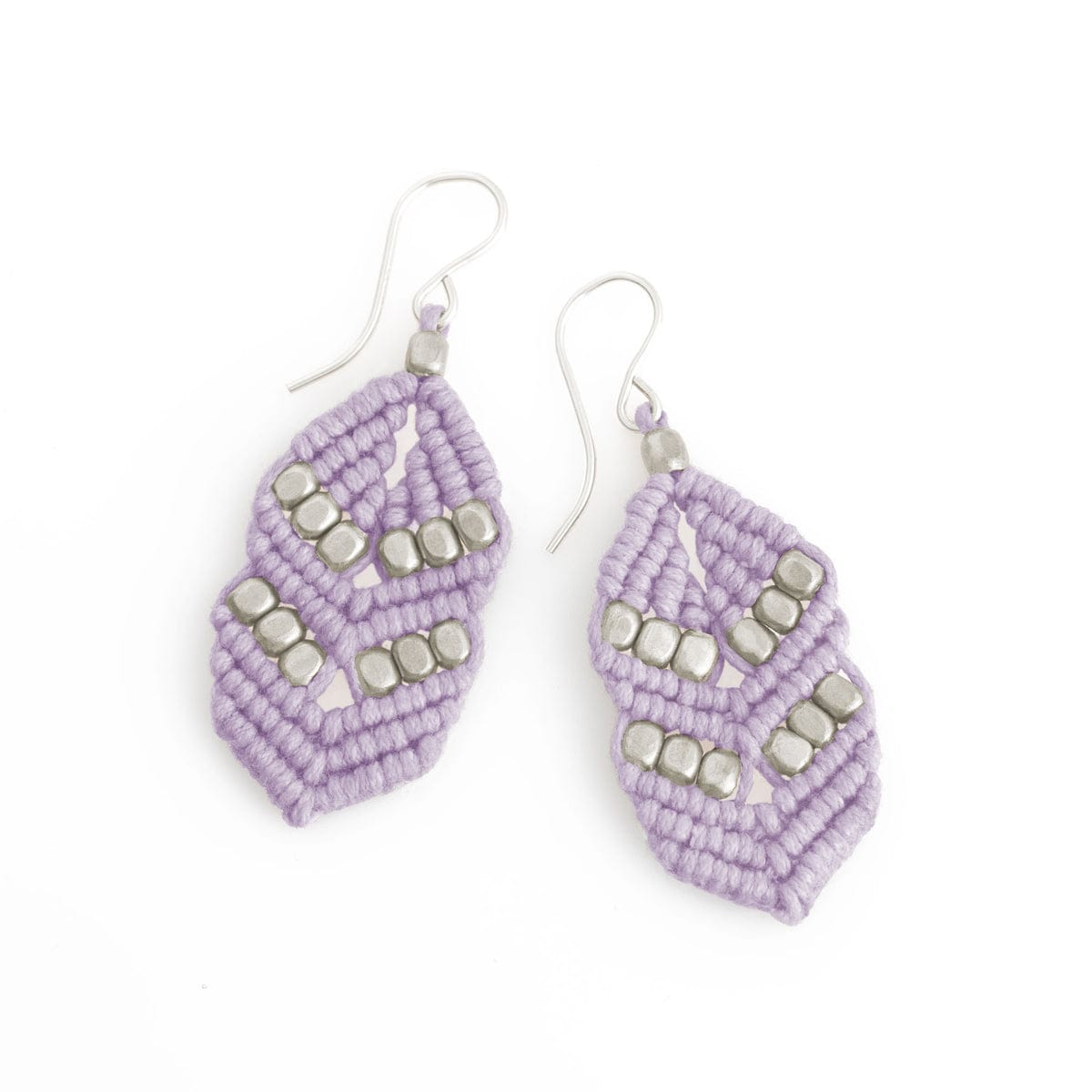 Purple Macrame Dangle Earrings | Boho Drop Earrings | Hari Om Creations