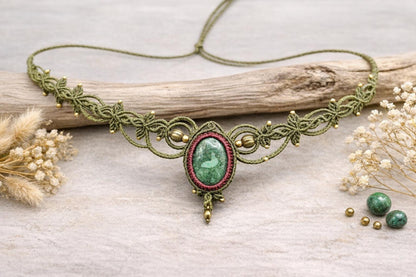 Intricate Leaf Macrame Gemstone Necklaces | Hari Om Creations
