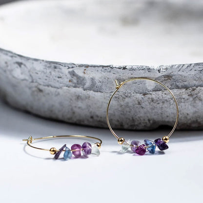 Aquamarine Brass Hoop Earrings 5–8MM Round