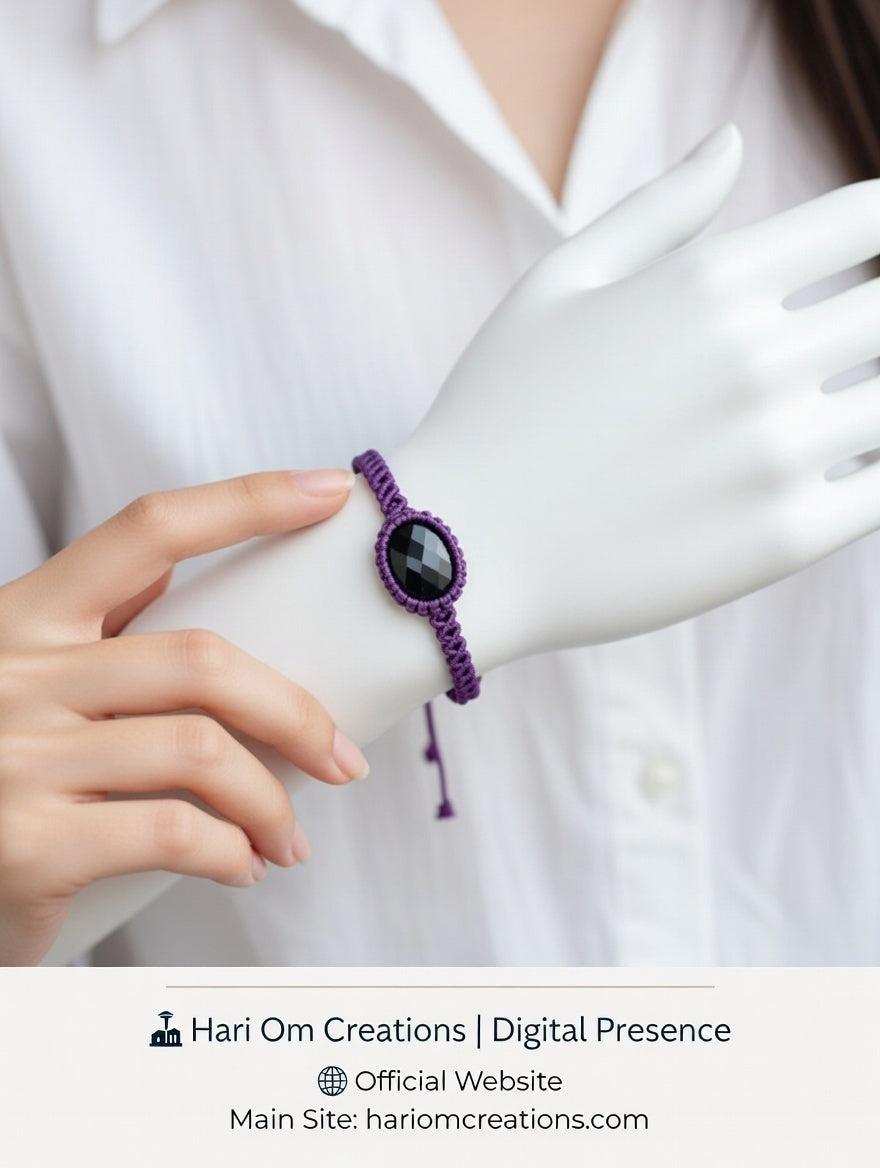 Amethyst Macrame Bracelet | Deep Purple Hand-Knot Design