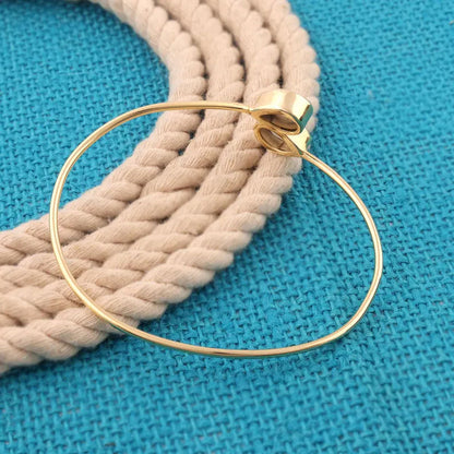 Adjustable Brass Rose Quartz Bangle | Pear Bezel Set