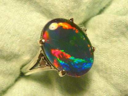 Black Opal Ring 925 Sterling Silver | Hariom Creations