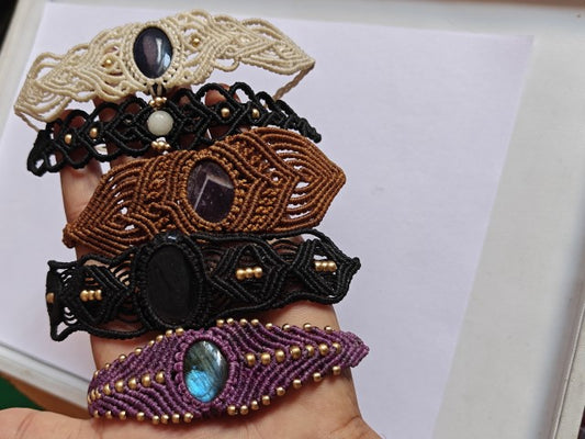 Macrame Bracelets with Natural Stones | Hari Om Creations