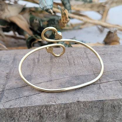 Adjustable Brass Bangle with Turquoise Gemstone | 8MM