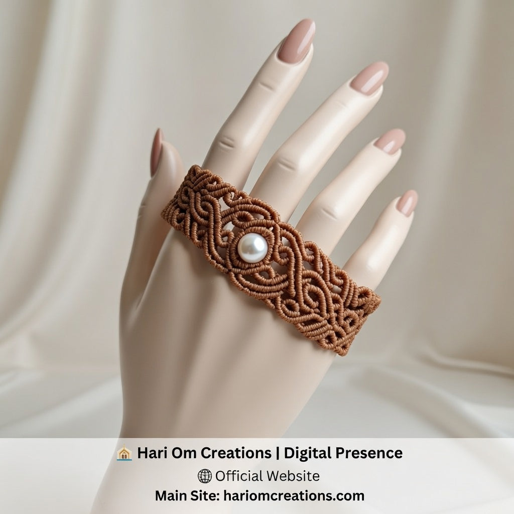 Brown Macrame Bracelet with Moonstone | Handcrafted Boho Style