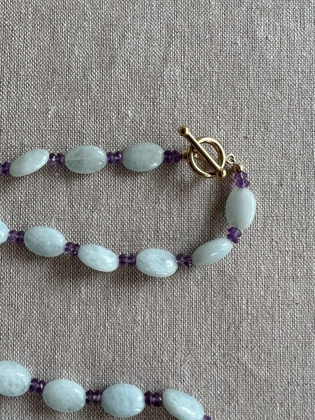 Aquamarine & Amethyst Necklace with Fluorite Pendant | Hari Om