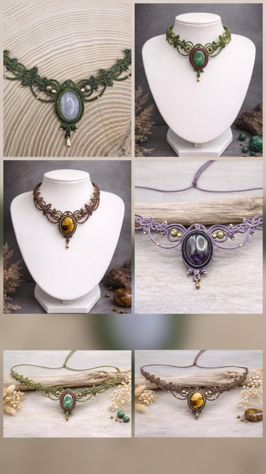 Intricate Leaf Macrame Gemstone Necklaces | Hari Om Creations