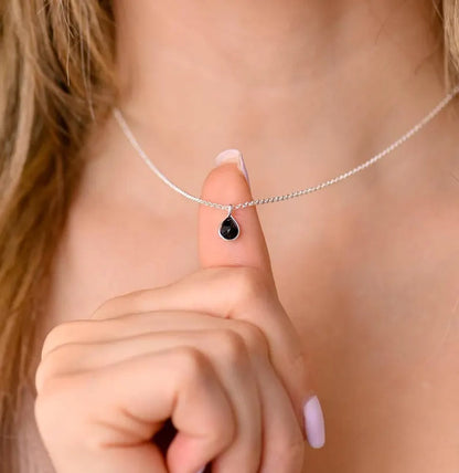 Sterling Silver Teardrop Gemstone Necklace | Handmade Jewelry