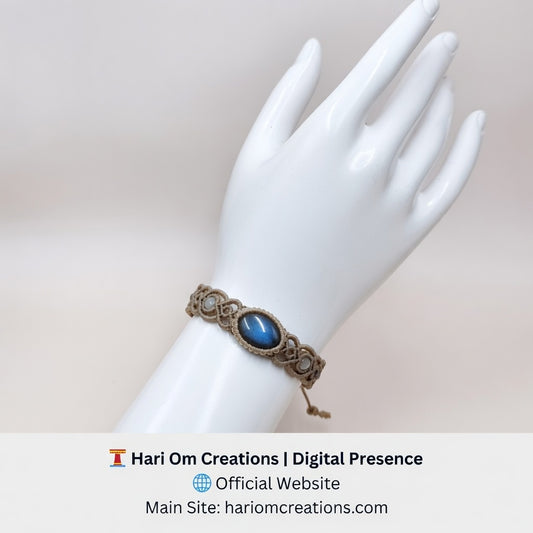 Labradorite Macrame Bracelet - Slim Hand-Knotted Design