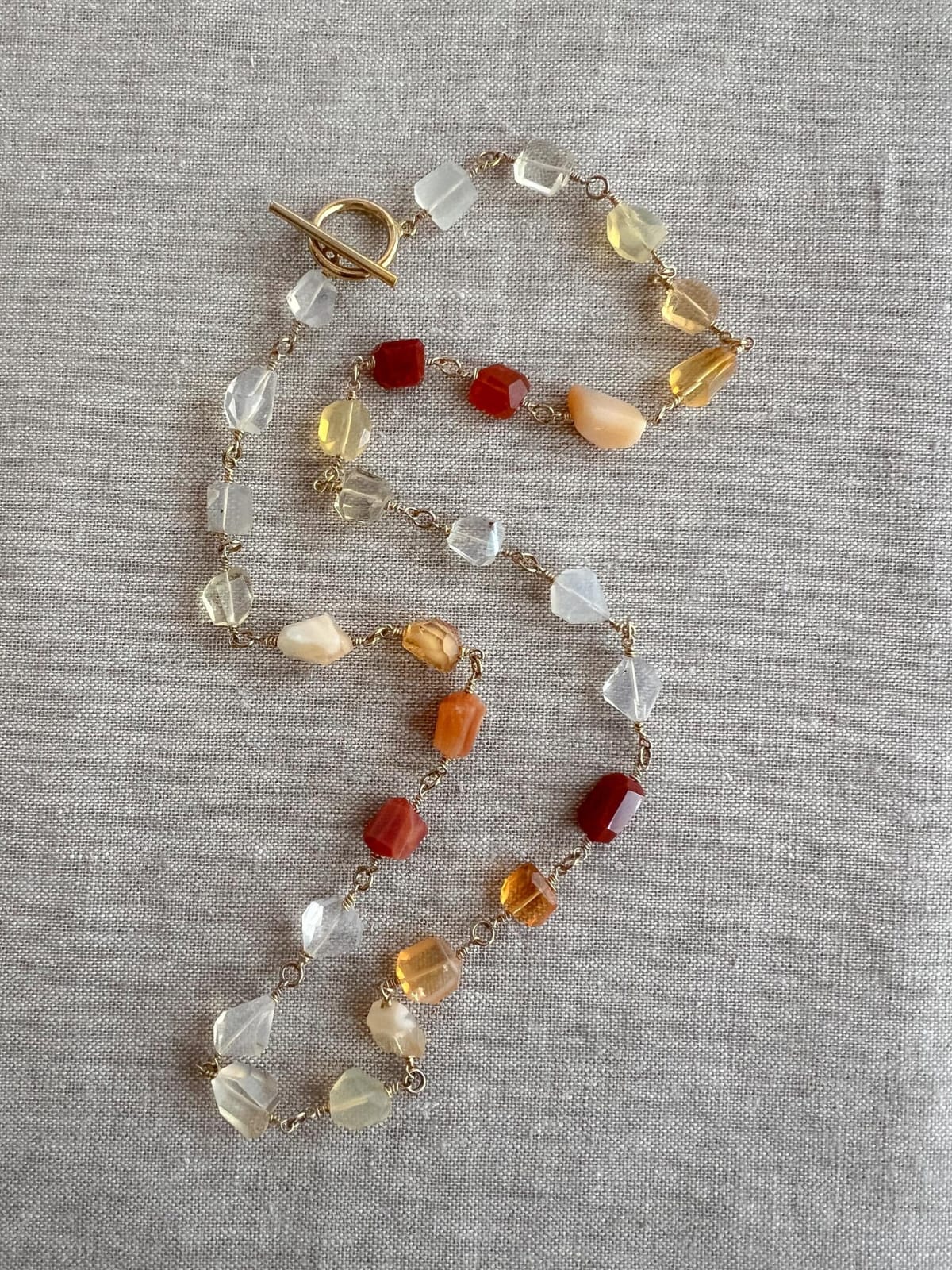 Multi-Gemstone Tumbled Bead Station Necklace | Hari Om Creations