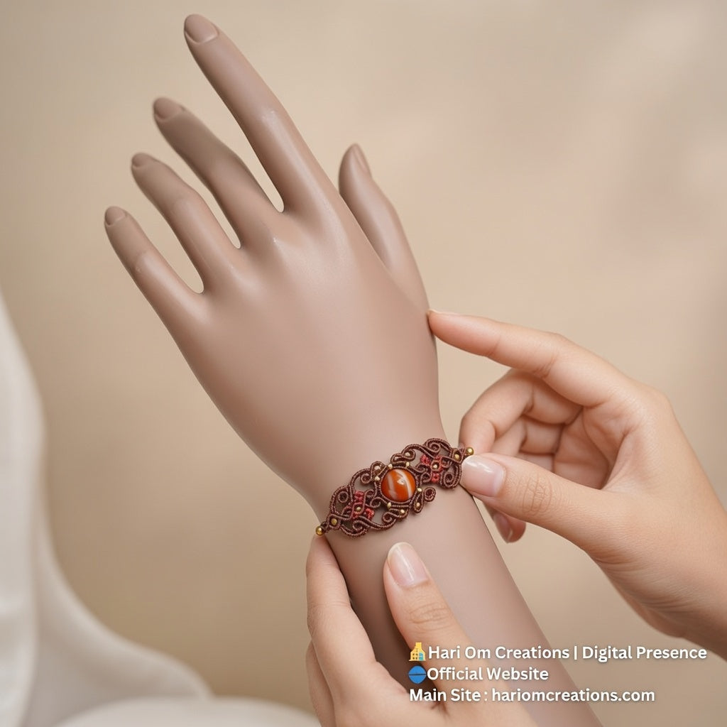 Earthy Macrame Bracelet with Labradorite & Brass Accents
