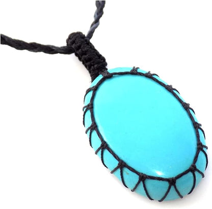 Handmade Turquoise Macrame Pendant Necklace Hari Om Creations India