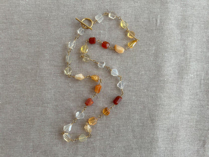 Multi-Gemstone Tumbled Bead Station Necklace | Hari Om Creations