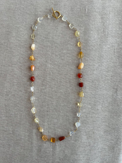 Multi-Gemstone Tumbled Bead Station Necklace | Hari Om Creations