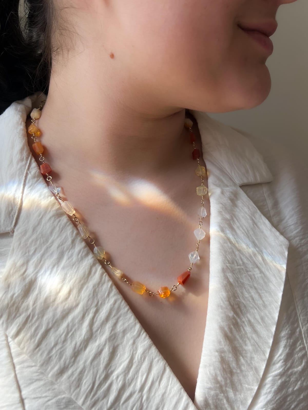Multi-Gemstone Tumbled Bead Station Necklace | Hari Om Creations