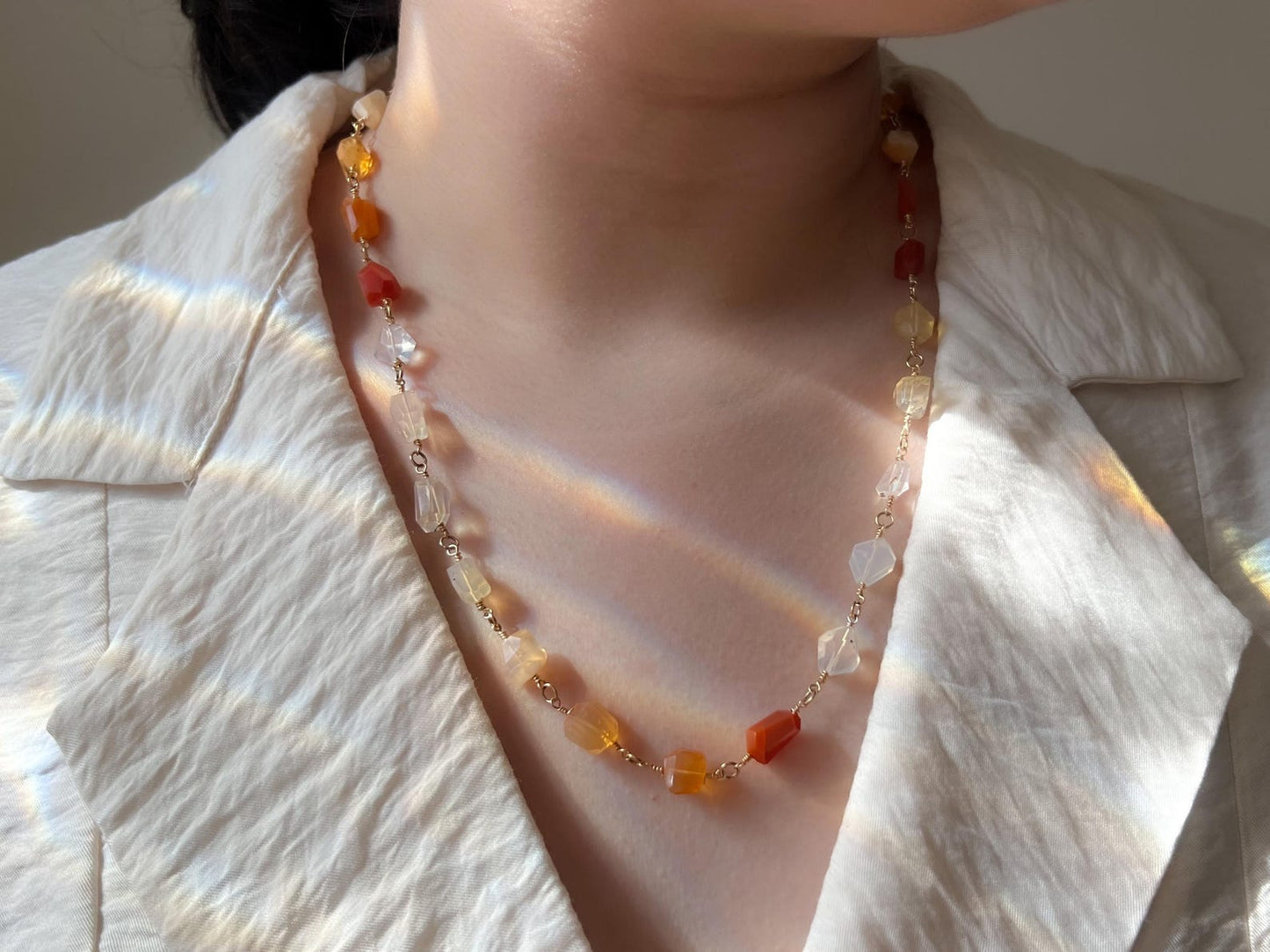 Multi-Gemstone Tumbled Bead Station Necklace | Hari Om Creations