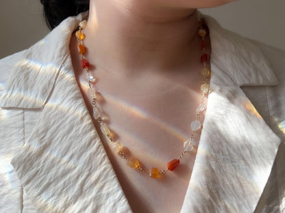 Multi-Gemstone Tumbled Bead Station Necklace | Hari Om Creations
