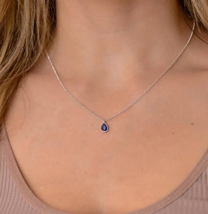 Sterling Silver Teardrop Gemstone Necklace | Handmade Jewelry