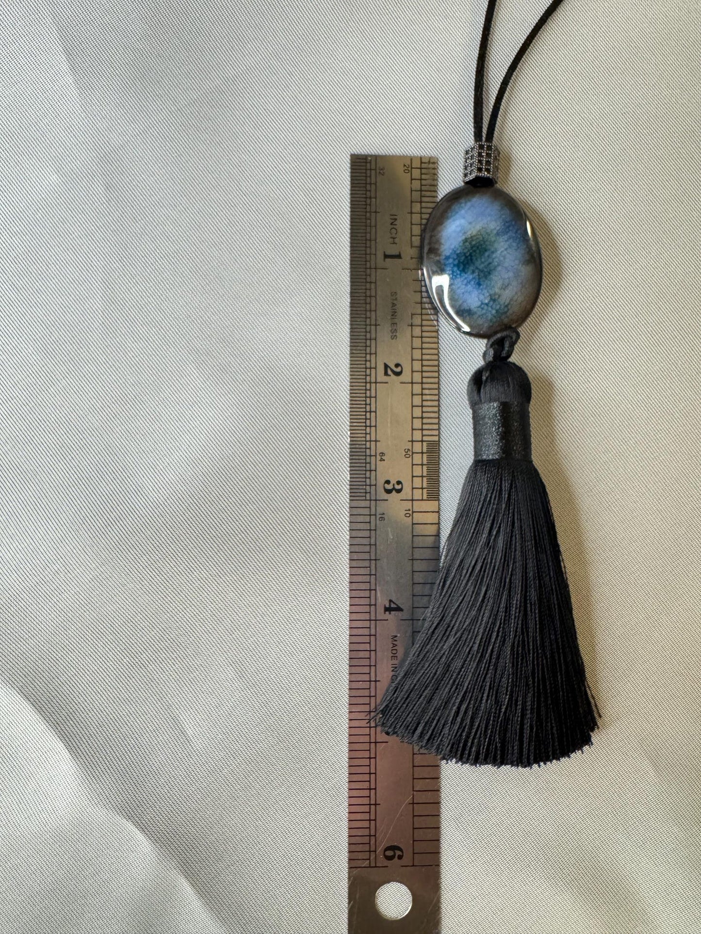 Blue Agate Tassel Pendant Necklace | Hariom Creations