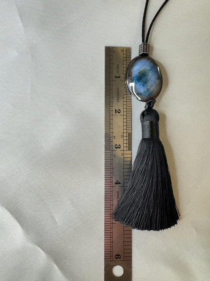 Blue Agate Tassel Pendant Necklace | Hariom Creations