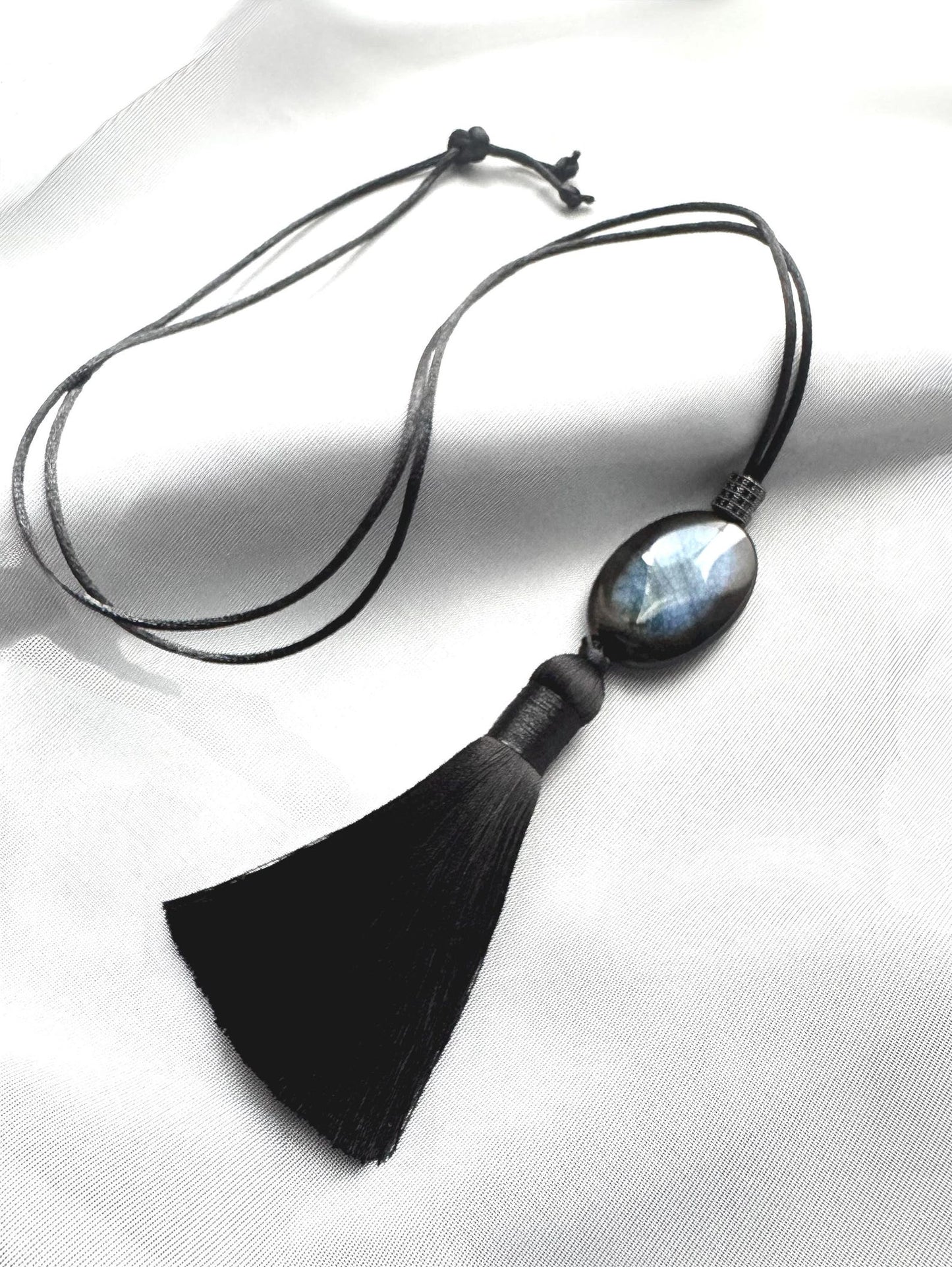 Blue Agate Tassel Pendant Necklace | Hariom Creations