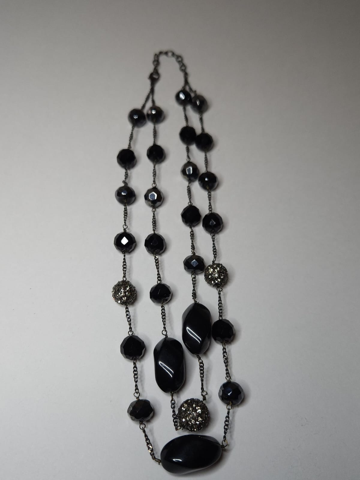Double Strand Black Crystal & Beaded Necklace | Hari Om Creations