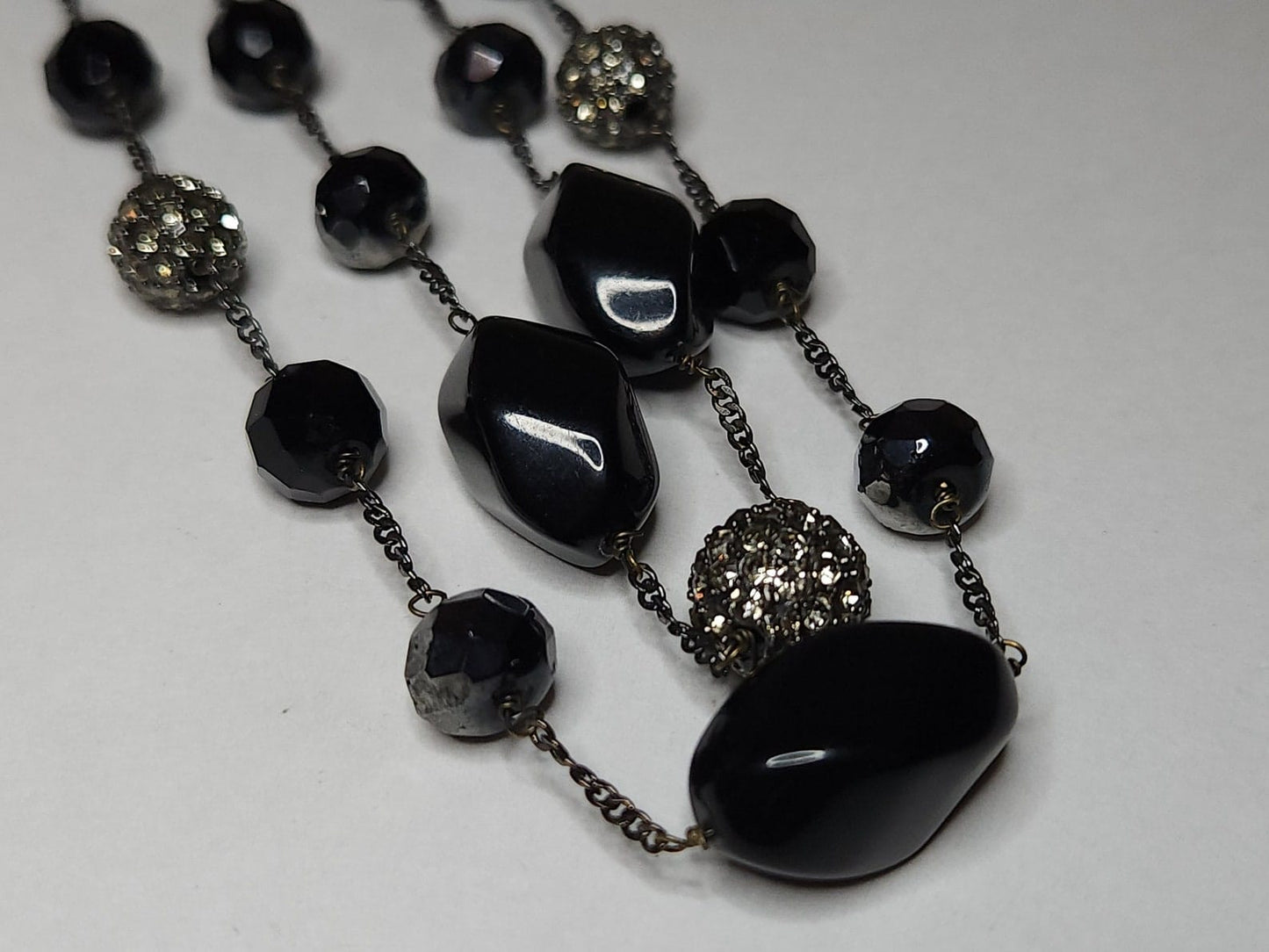 Double Strand Black Crystal & Beaded Necklace | Hari Om Creations