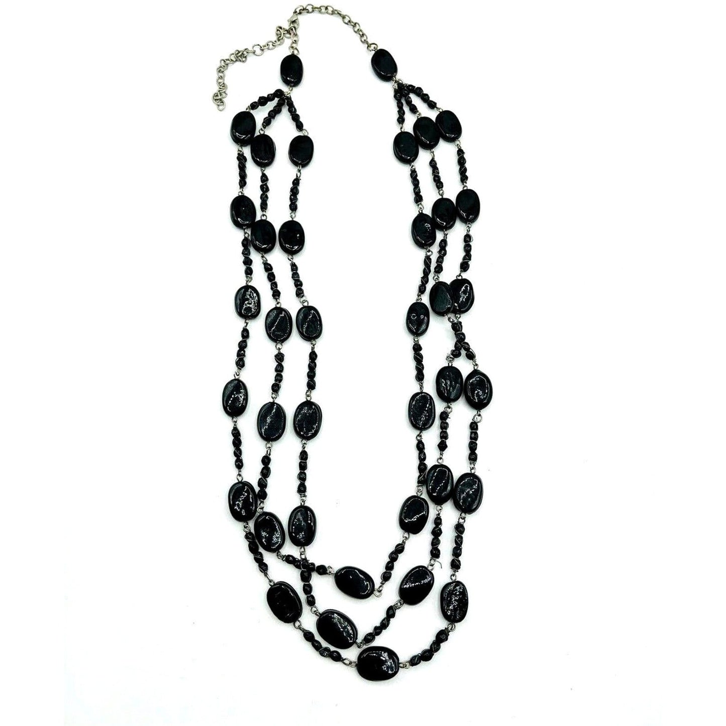 Triple Strand Black Onyx Beaded Necklace | Hari Om Creations