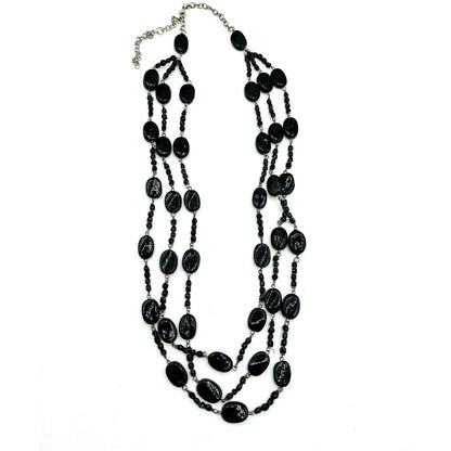 Triple Strand Black Onyx Beaded Necklace | Hari Om Creations