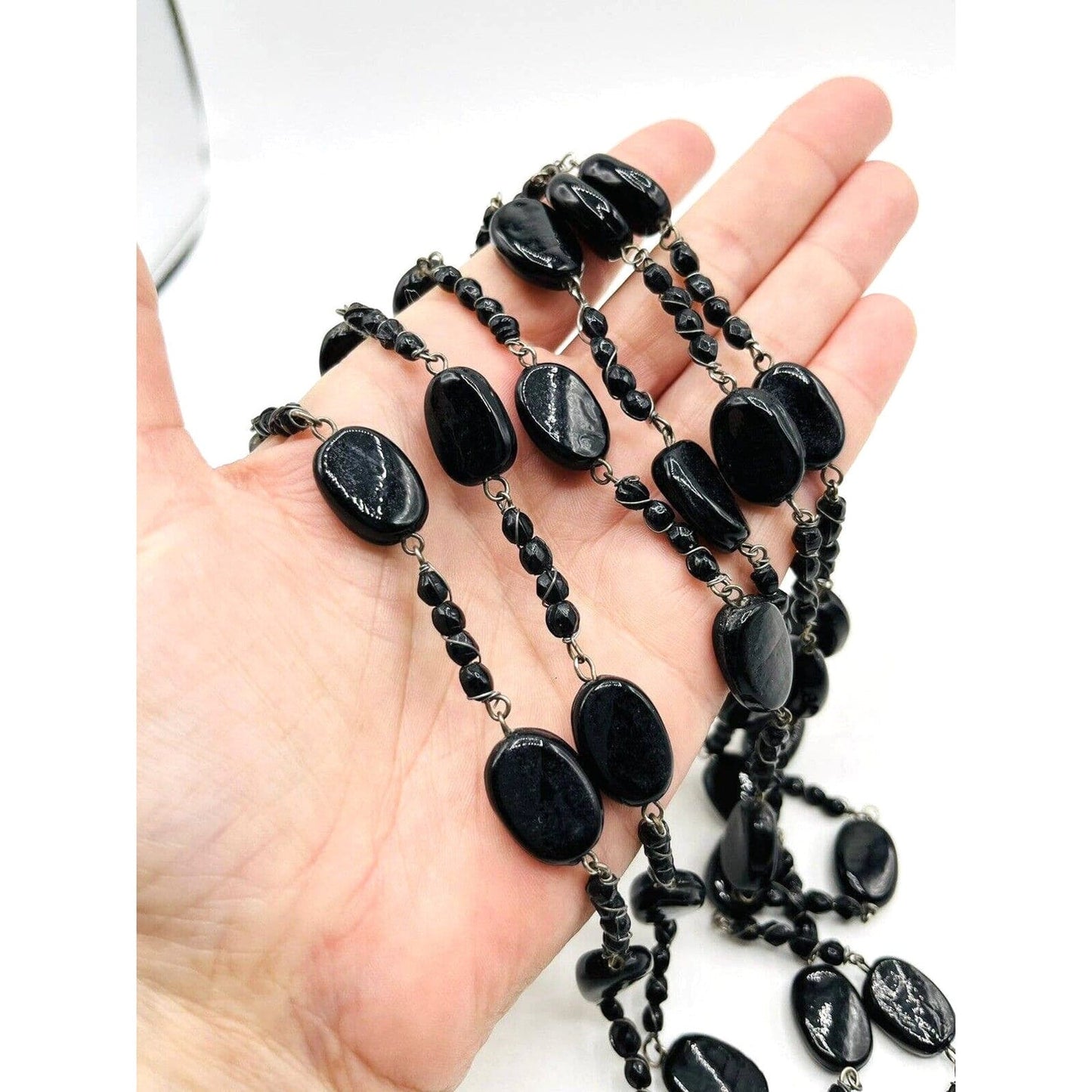 Triple Strand Black Onyx Beaded Necklace | Hari Om Creations