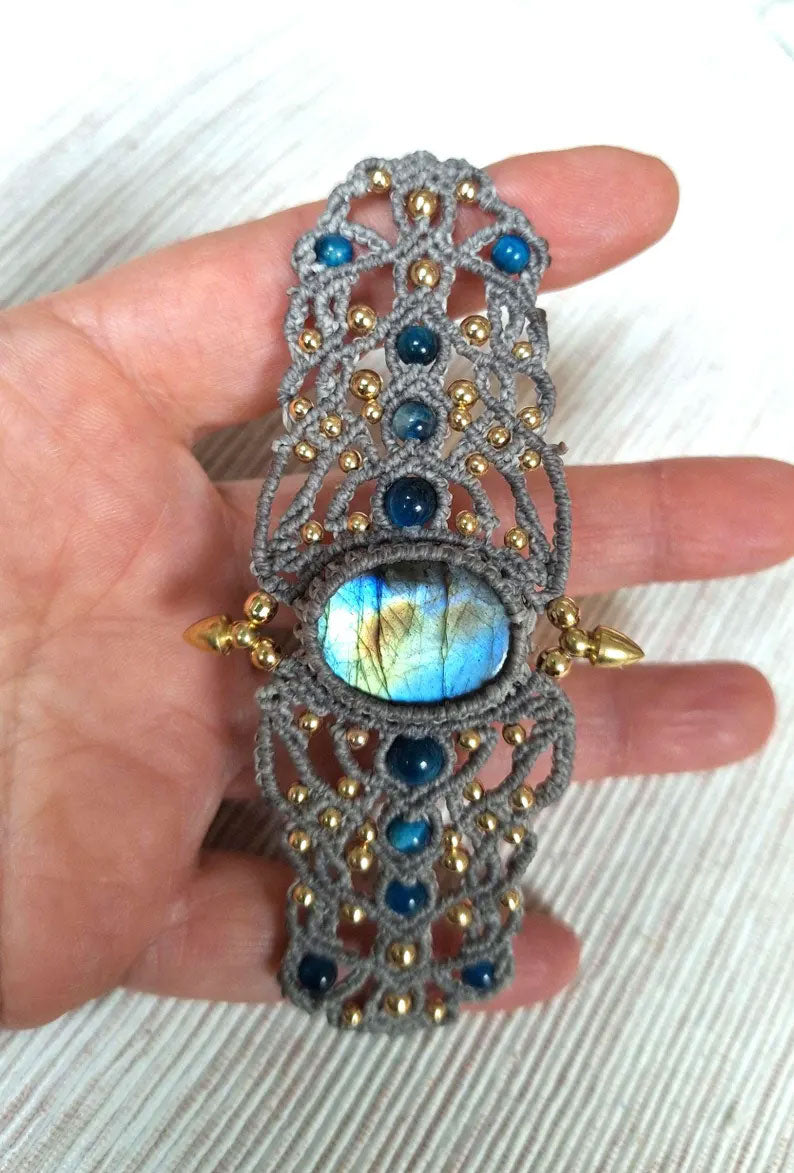 Macrame Labradorite Bracelet & Cuff Collection | Hari Om Creations