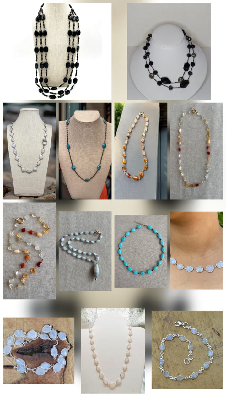 Multi-Gemstone Tumbled Bead Station Necklace | Hari Om Creations